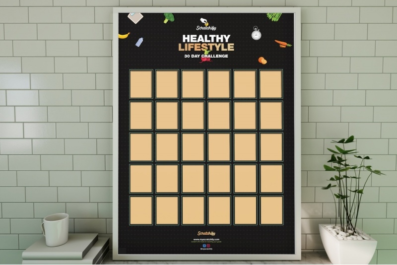 Подарочная карта на покупку скрэтч-постера «Здоровый образ жизни – вызов на 30 дней»