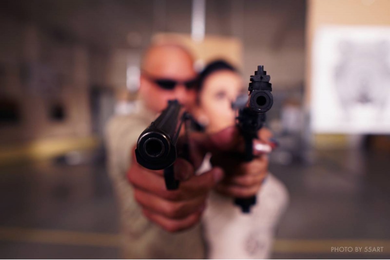Šaušanas duelis divām personām šautuvē Trāpītava Rīgā